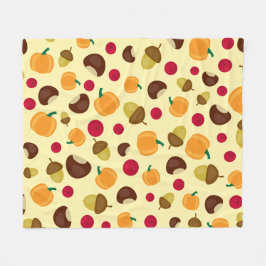 Beige Fall Pumpkin Berries Chestnut Mönster Fleecefilt