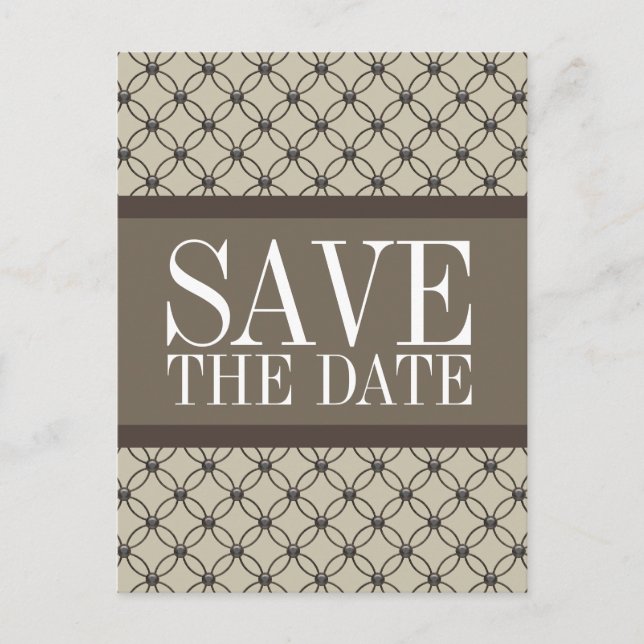 Beige Fancy Lattice Save the Date Postkort Meddelande Vykort (Framsida)