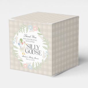 Beige Fånig Goose Blommigt Gingham Baby Shower Presentaskar