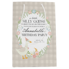 Beige Fånig Goose Blommigt Gingham Birthday Favor