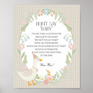 Beige Fånig Goose Blommigt Gingham Dont say Baby Poster