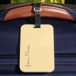 Beige Färg Enkel Elegant Skrift Kalligrafi Namn Bagagebricka