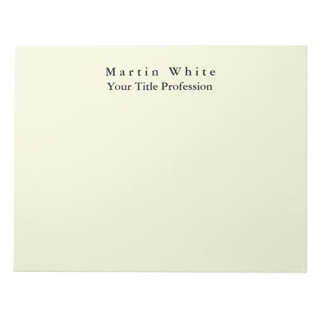 Beige Färg Plain Elegant Professionell Modern Anteckningsblock (Framsida)