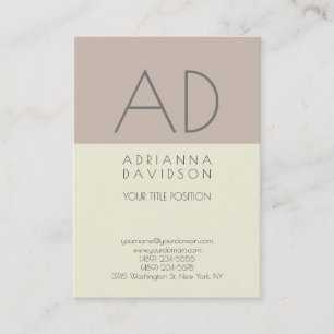 Beige Färg Trendig Lodrät Monogram minimalist Visitkort