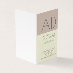 Beige Färg Trendig Lodrät Monogram minimalist Visitkort