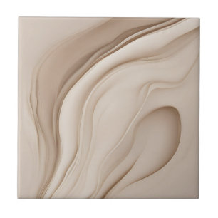 Beige Faux Relief Abstrakt Konst Kakelplatta