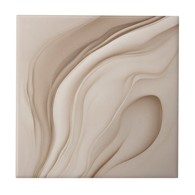 Beige Faux Relief Abstrakt Konst Kakelplatta (Framsidan)