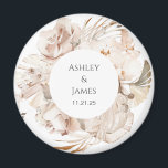 Beige floral personalized garden wedding magnet<br><div class="desc">Beige floral personalized garden wedding magnet</div>