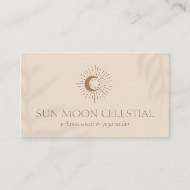 Beige Flower Shadow Energy Healing Sol Visitkort (Framsida)