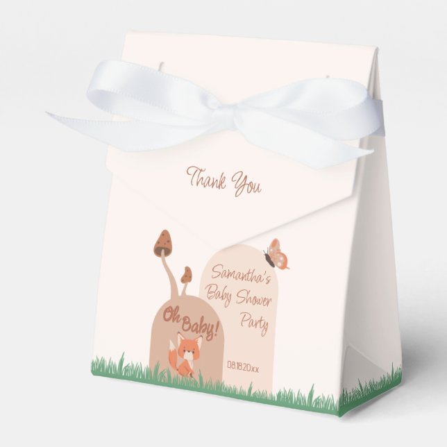 Beige Forest Thmet Fox Baby Shower Presentaskar (Framsidan Sidan)