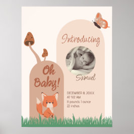 Beige Forest Thmet Fox Baby Stats Poster