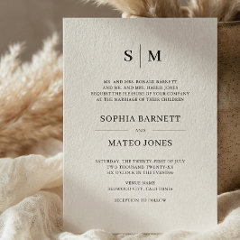 Beige Formal Classic Monogram Bröllop Inbjudningar
