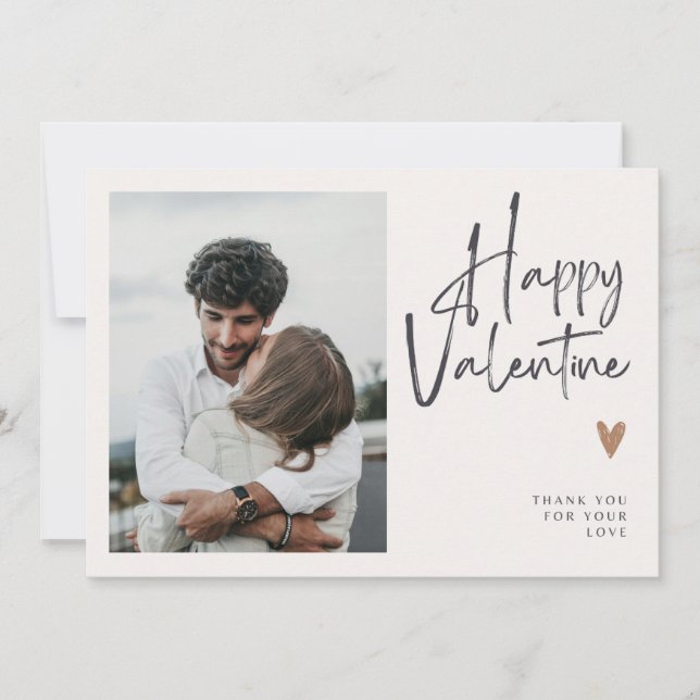 Beige Foto Handskriven Kärleks Valentine-kort Julkort (Framsida)