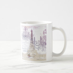 Beige fransk scripts chandelier paris eiffel torn kaffemugg
