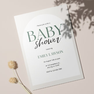 Beige Gender Neutral Minimalist Baby Shower Inbjudningar