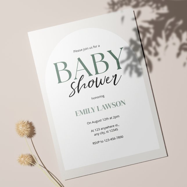 Beige Gender Neutral Minimalist Baby Shower Inbjudningar (Elegant Ivory Baby Shower Invitation 🎉)