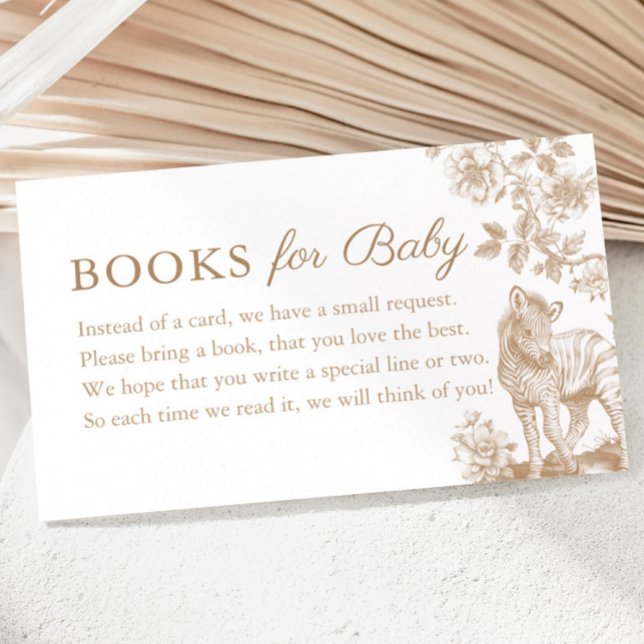 Beige Gender Neutral Safari Bokar för babyskor Tilläggskort (Beige Gender Neutral Safari Books for Baby Shower Enclosure Card)