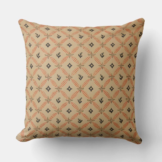 Beige Geometric Design Kudde (Framsida)