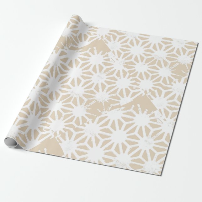 Beige geometric mönster presentpapper (Utrullad)