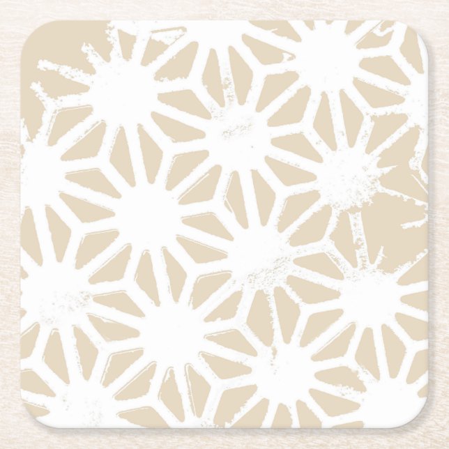 Beige geometric mönster underlägg papper kvadrat (Framsidan)