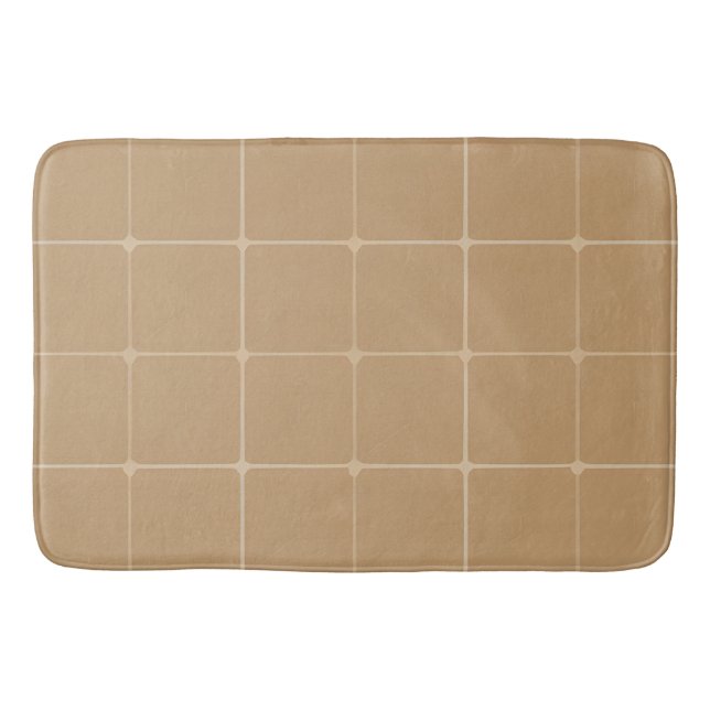 Beige geometrisk kakeldesignbakgrund badrumsmatta (Framsidan)