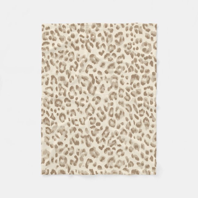 Beige Gepardtryck Fleecefilt (Framsidan)