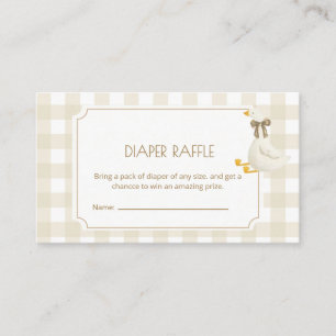 Beige Gingham Liten Gås Blöja Lotteri Tilläggskort