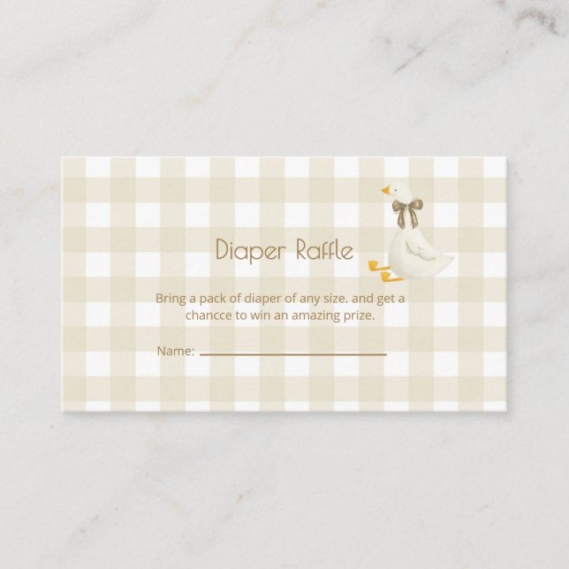 Beige Gingham Little Goose-böcker för baby - Inclo Tilläggskort (Framsida)
