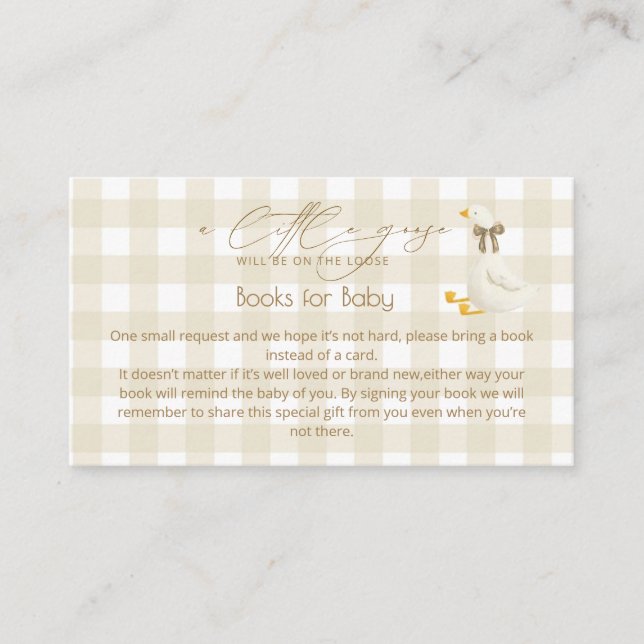 Beige Gingham Little Goose-böcker för baby Tilläggskort (Framsida)