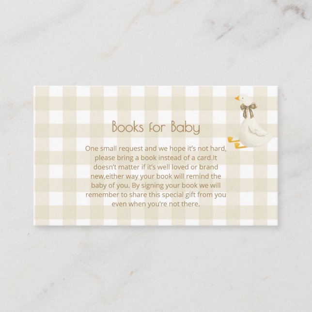 Beige Gingham Little Goose-böcker för bebisar  Tilläggskort (Framsida)