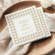 Beige Gingham-ruta Neutral Rustik Bebis-fest