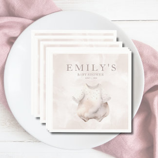 Beige Girl Baby Shower Papper Pappersservett