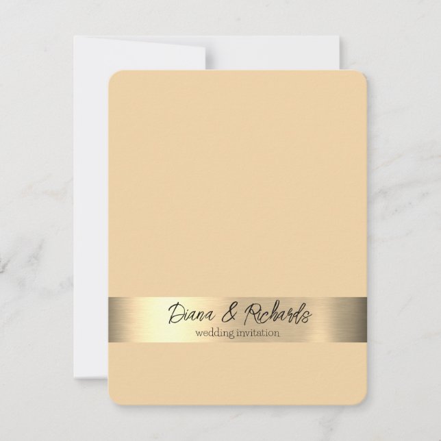 Beige Gold Foil Rustic Faux bröllopsinbjudan OSA Kort (Framsida)