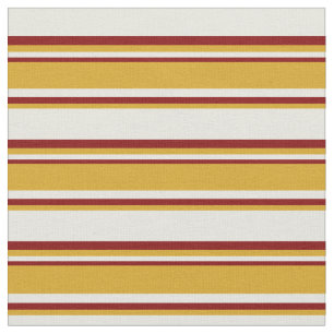 Beige, Goldenrod & Maroon Färgad Rand Tyg