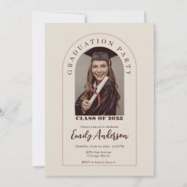 Beige graduation card with photo inbjudningar