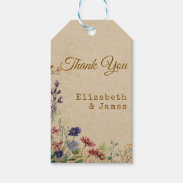 Beige Gräns Rustic Boho Wildblomma Bröllop Presentetikett