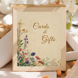 Beige Gräns Rustic Boho Wildblomma Bröllop-tecken Fototryck