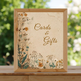 Beige Gräns Rustic Boho Wildblomma Bröllop-tecken Fototryck