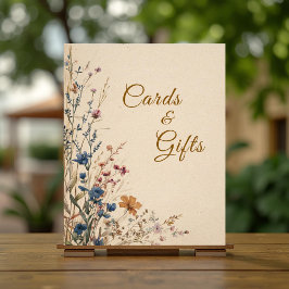 Beige Gräns Rustic Boho Wildblomma Bröllop-tecken Fototryck