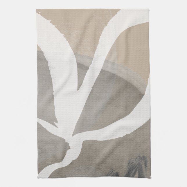Beige Grått & White Abstrakt Watercolor Kökshandduk (Vertikal)