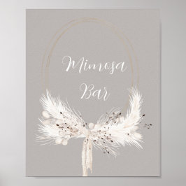 Beige Grått White Pearls Blommigt Bröllop Mimosa P Poster