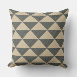 Beige green triangle pattern Throw Pillow Kudde