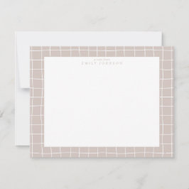 Beige Grid Frame Note Card Inbjudningar