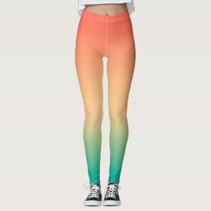 beige grönt av övertoningsombre-korall, mjuk blur leggings