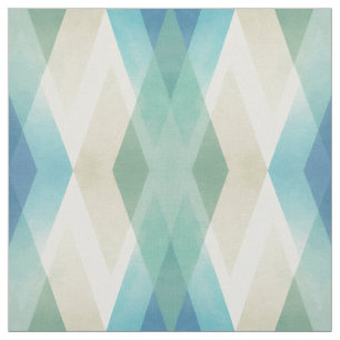 Beige Grönt Blue White Teal Rhombuses Mönster Tyg
