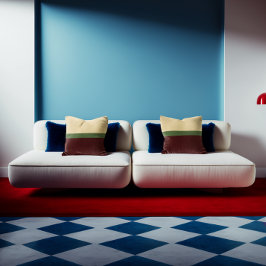 Beige, Grönt, Burgundy Colorblock Rand Kudde