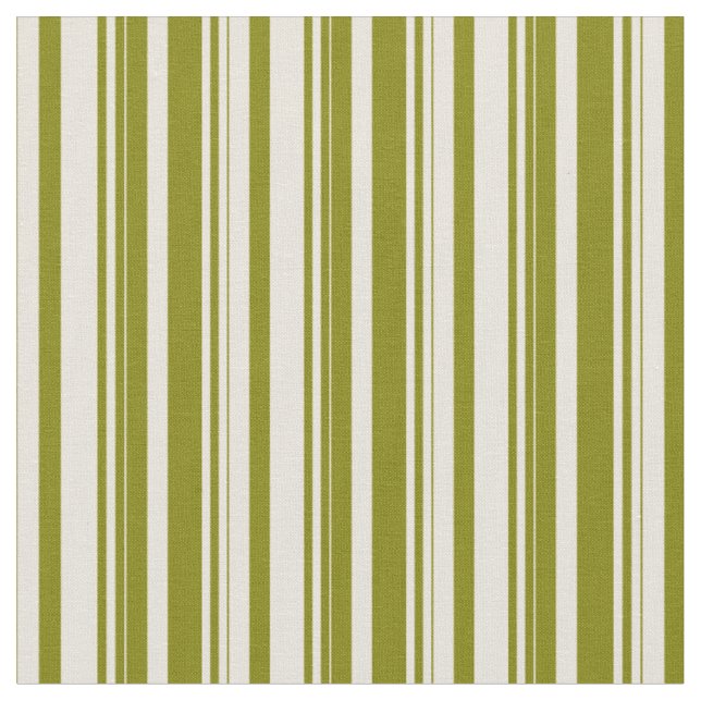 Beige & Grönt Färgad Rand/Linjer Mönster Tyg (Närbild)