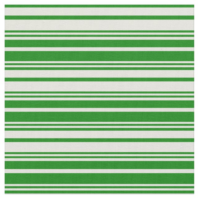 Beige & Grönt Linjer Mönster Tyg (Närbild)