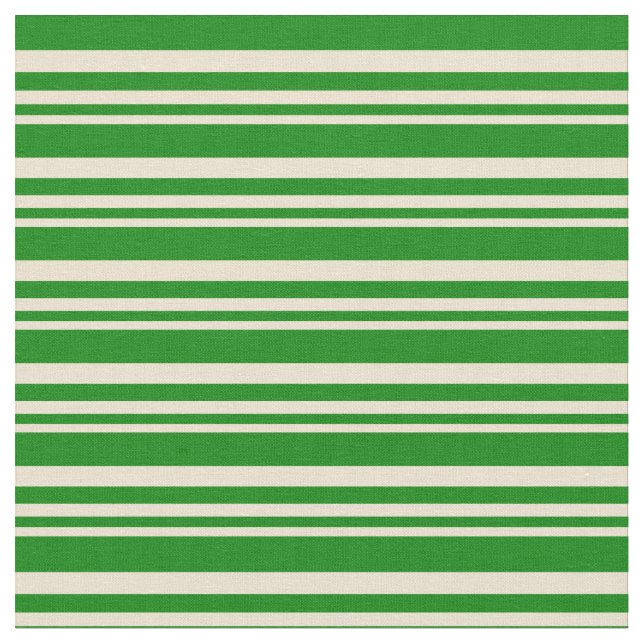 Beige & Grönt Linjer Tyg (Närbild)