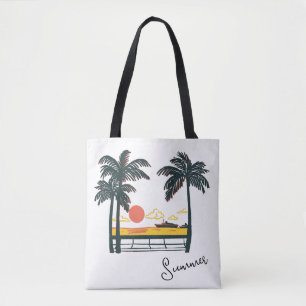 Beige Grönt Summer Beach Tote Bag Tygkasse
